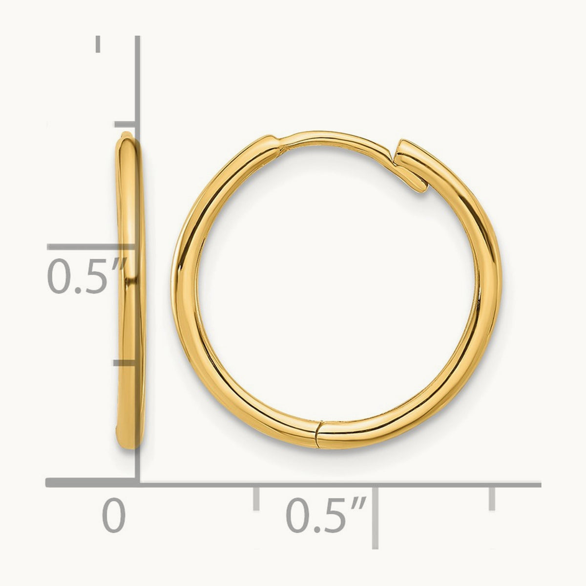 Polished Hinged Hoop Earrings — 14K Yellow Gold