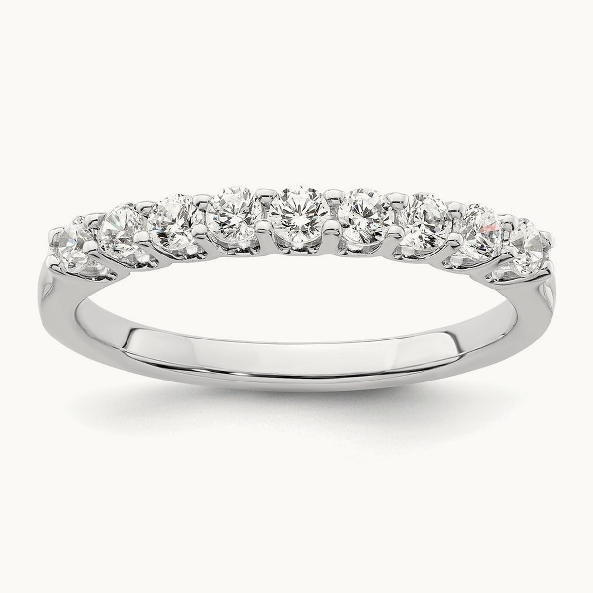 9-Stone Diamond Band, 14K White Gold