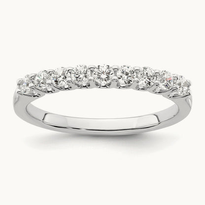 9-Stone Diamond Band, 14K White Gold