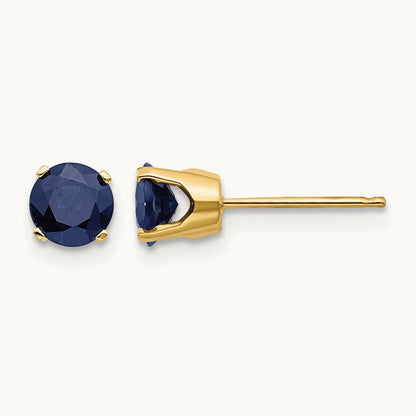 Natural Sapphire Earrings - September, 5mm, 14K