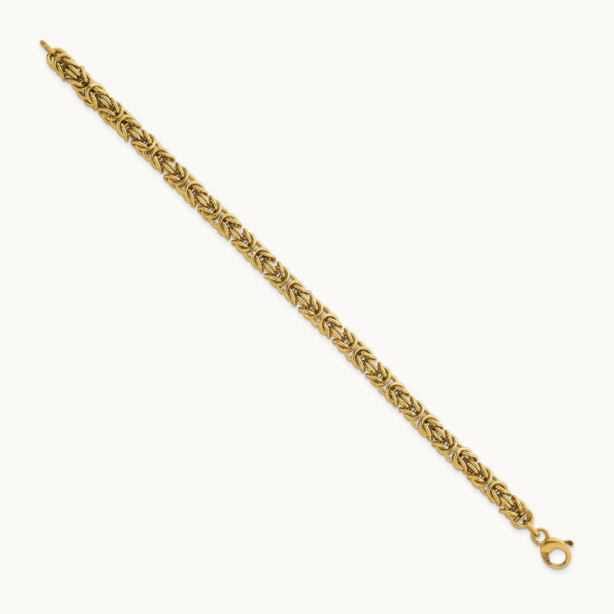 Polished 7.5in Rounded Byzantine Link Bracelet, 14K