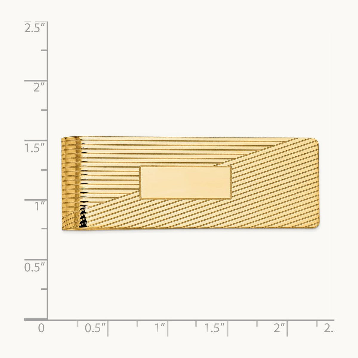 Men's Grooved Polished Money Clip, 14K