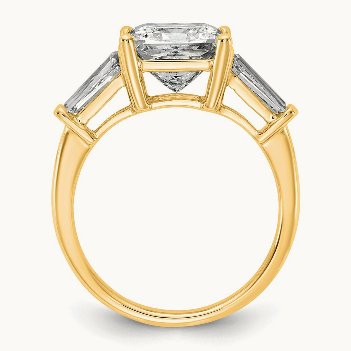 Princess & Baguette Engagement Ring — 14K Yellow Gold, 3 3/4 ct, 7
