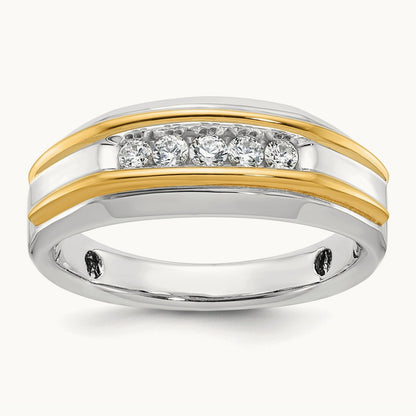 5 Stone Men's Ring, 0.25 ct tw Lab-Grown Diamond