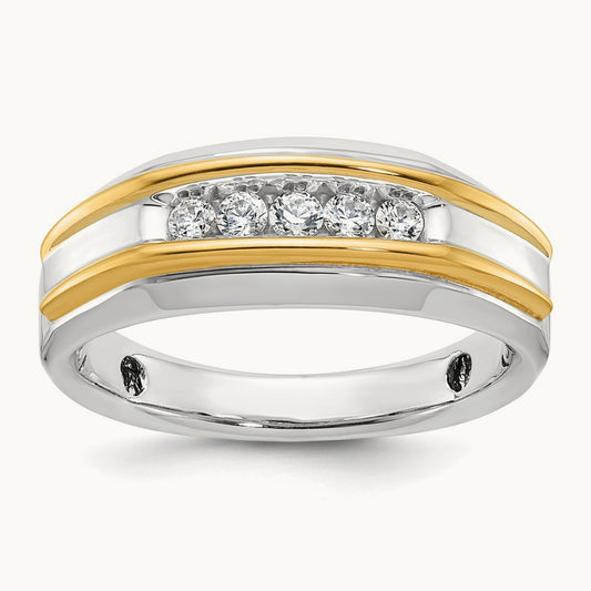 5 Stone Men's Ring, 0.25 ct tw Lab-Grown Diamond