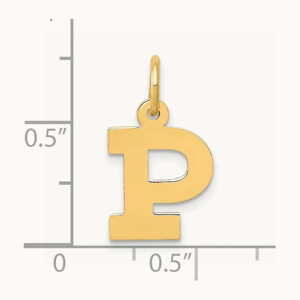 Small Block Initial Charm — 14K Yellow Gold, P