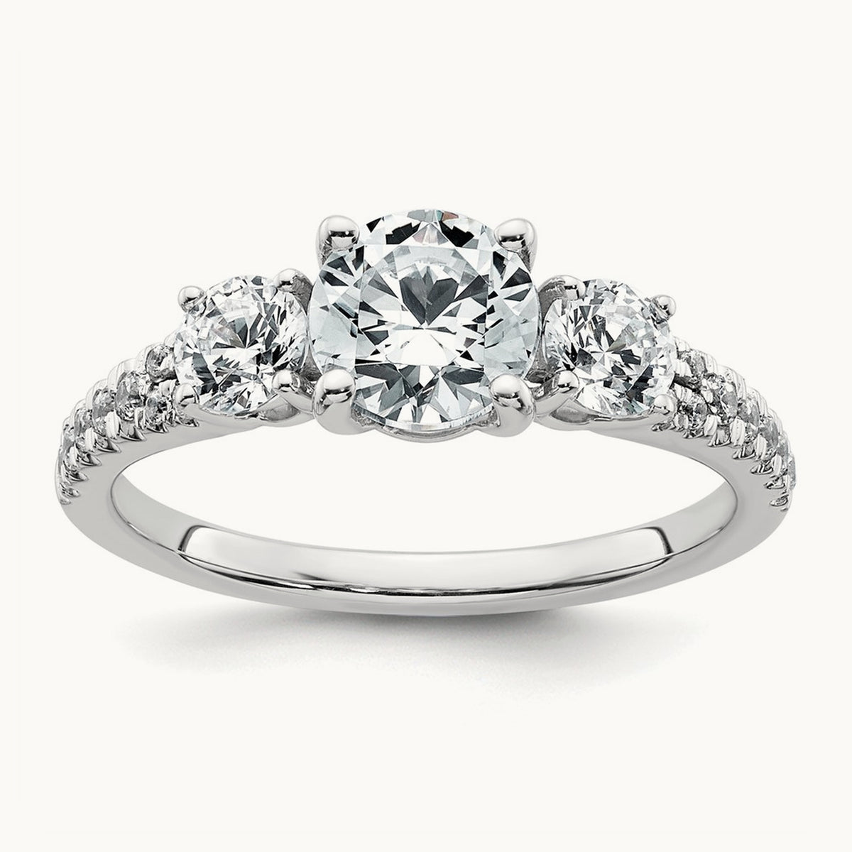 Round Semi-Mount 3 Stone Engagement Ring, 0.50 ct tw Lab-Grown Diamond — 14K White Gold