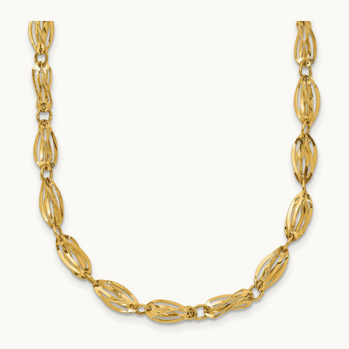 Fancy Link Necklace, 14K