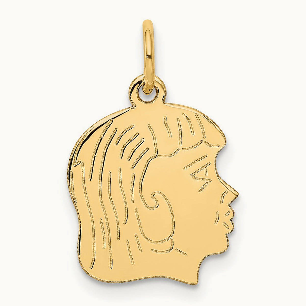 .011 Depth Engravable Girl Head Charm — 22mm