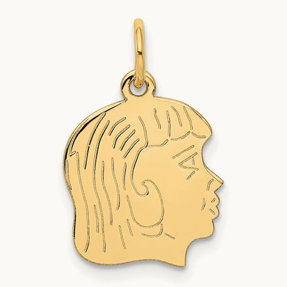 .011 Depth Engravable Girl Head Charm — 22mm