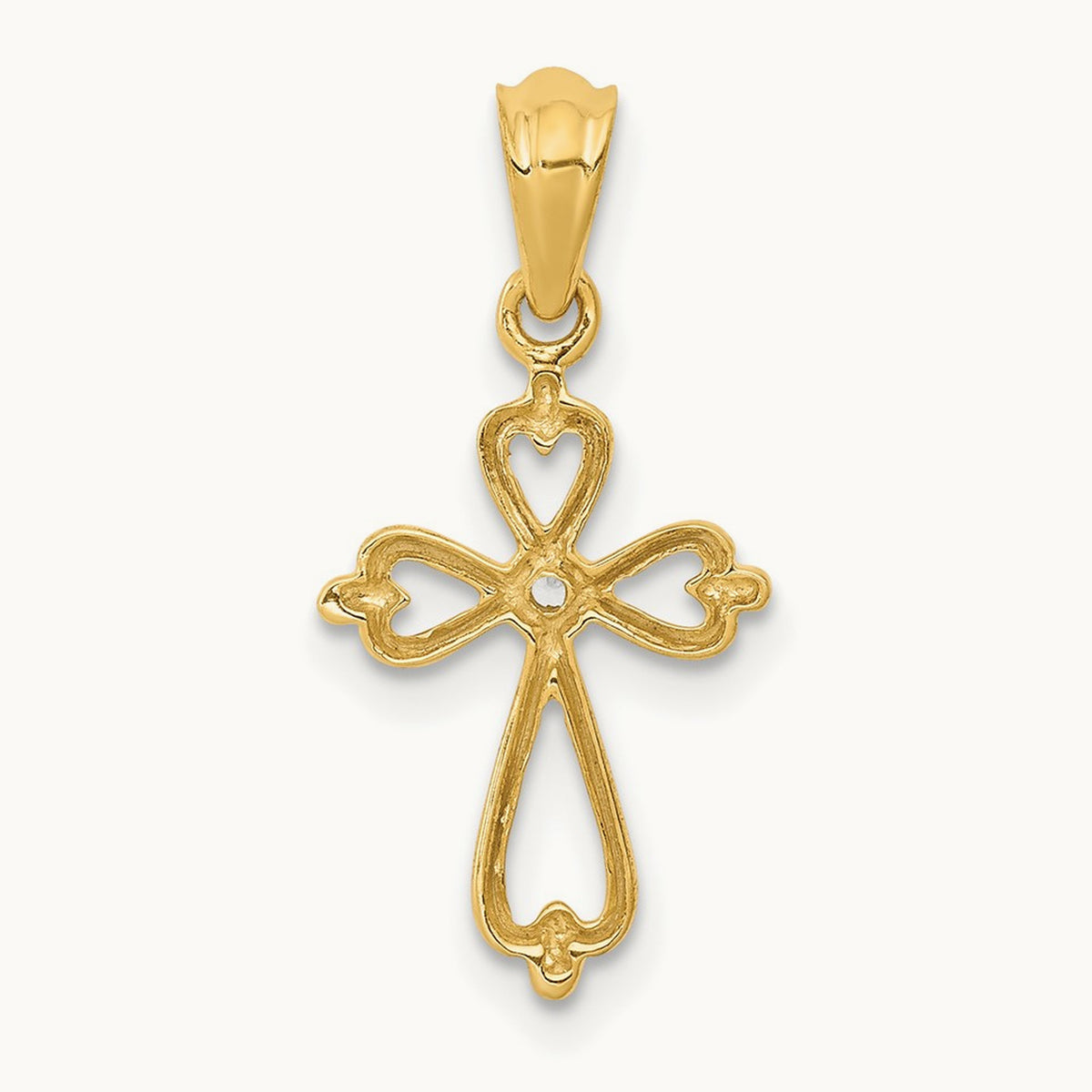 Diamond Accented Cross Pendant — 14K Yellow Gold, 21.5mm