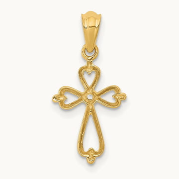 Diamond Accented Cross Pendant — 14K Yellow Gold, 21.5mm