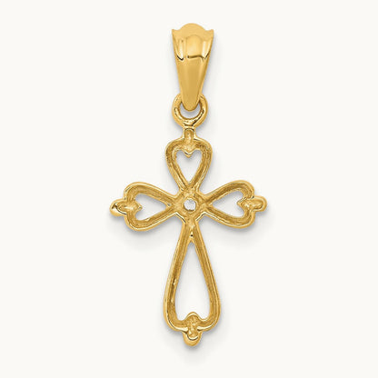 Diamond Accented Cross Pendant — 14K Yellow Gold, 21.5mm