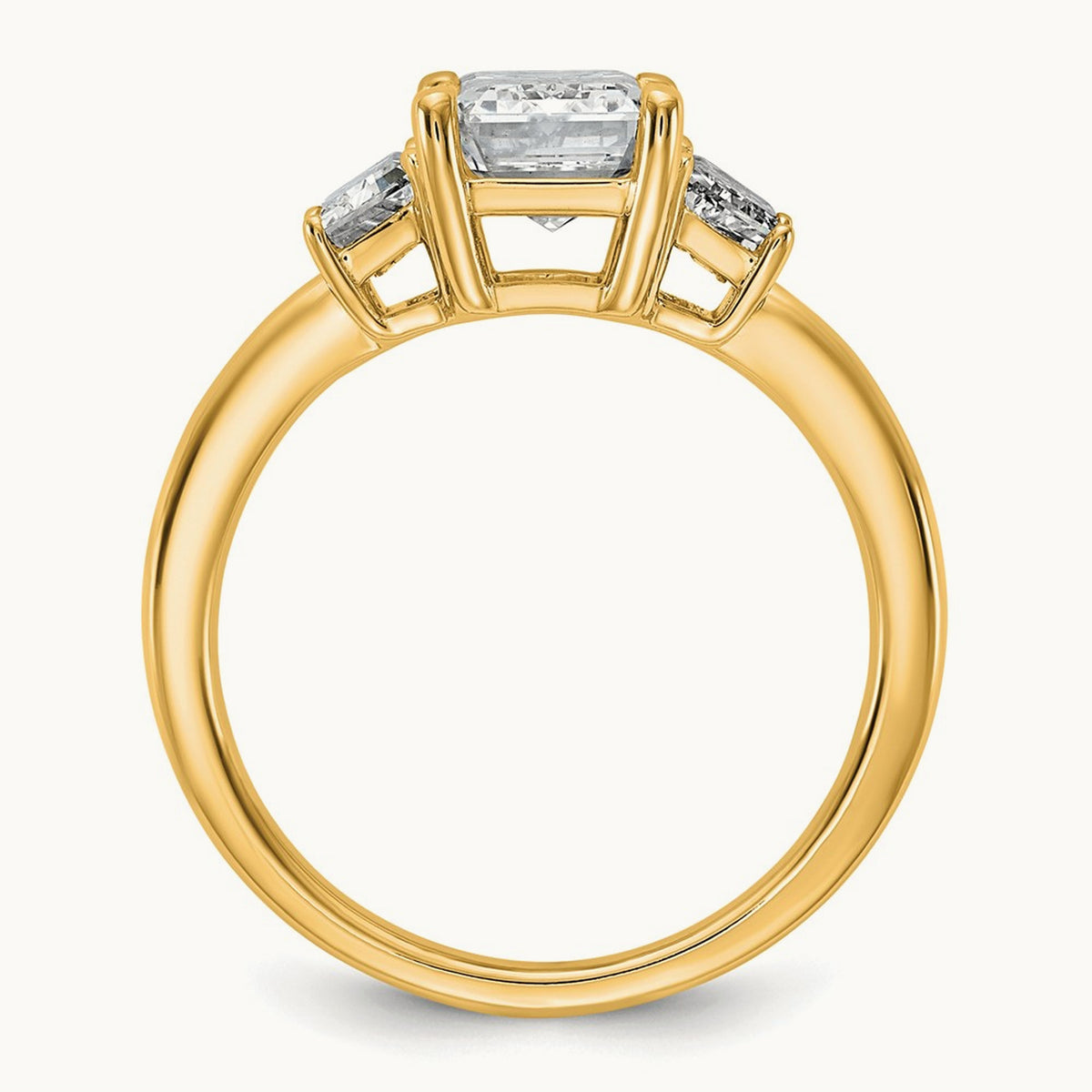 Emerald & Trapezoid Engagement Ring — 14K Yellow Gold, 2 3/4 ct, 7