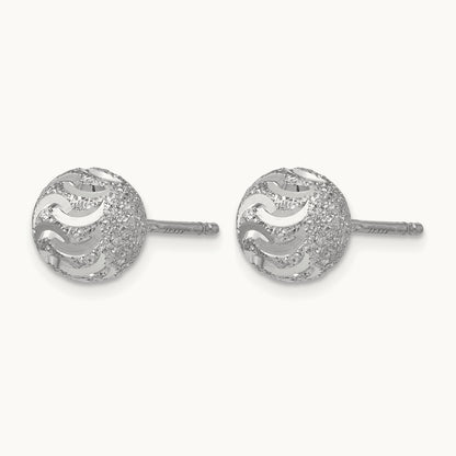 RH-plated Laser-cut Ball Post Earrings, Sterling Silver — Leslie's