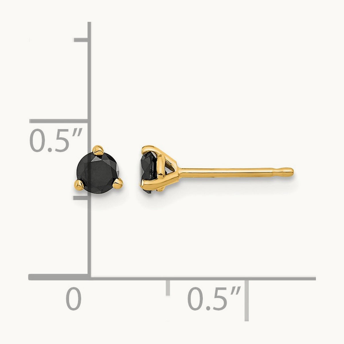 Black Diamond Stud Earrings — 14K Yellow Gold, 4mm, 0.36 ct