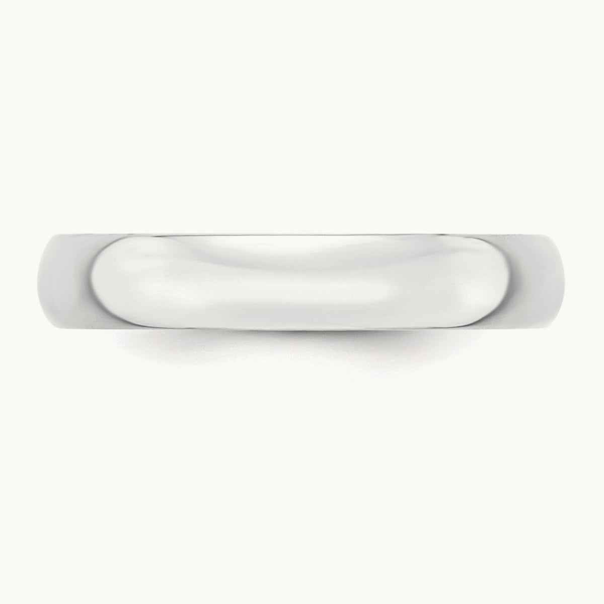 Lightweight Half Round Band, 4mm, 10K White Gold