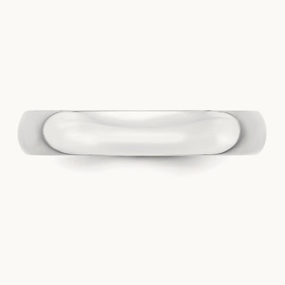 Lightweight Half Round Band, 4mm, 10K White Gold