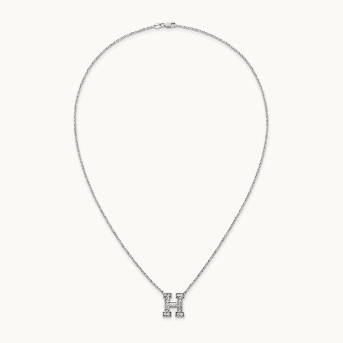 Initial Necklace — 14K White Gold, H, 1/2 ct