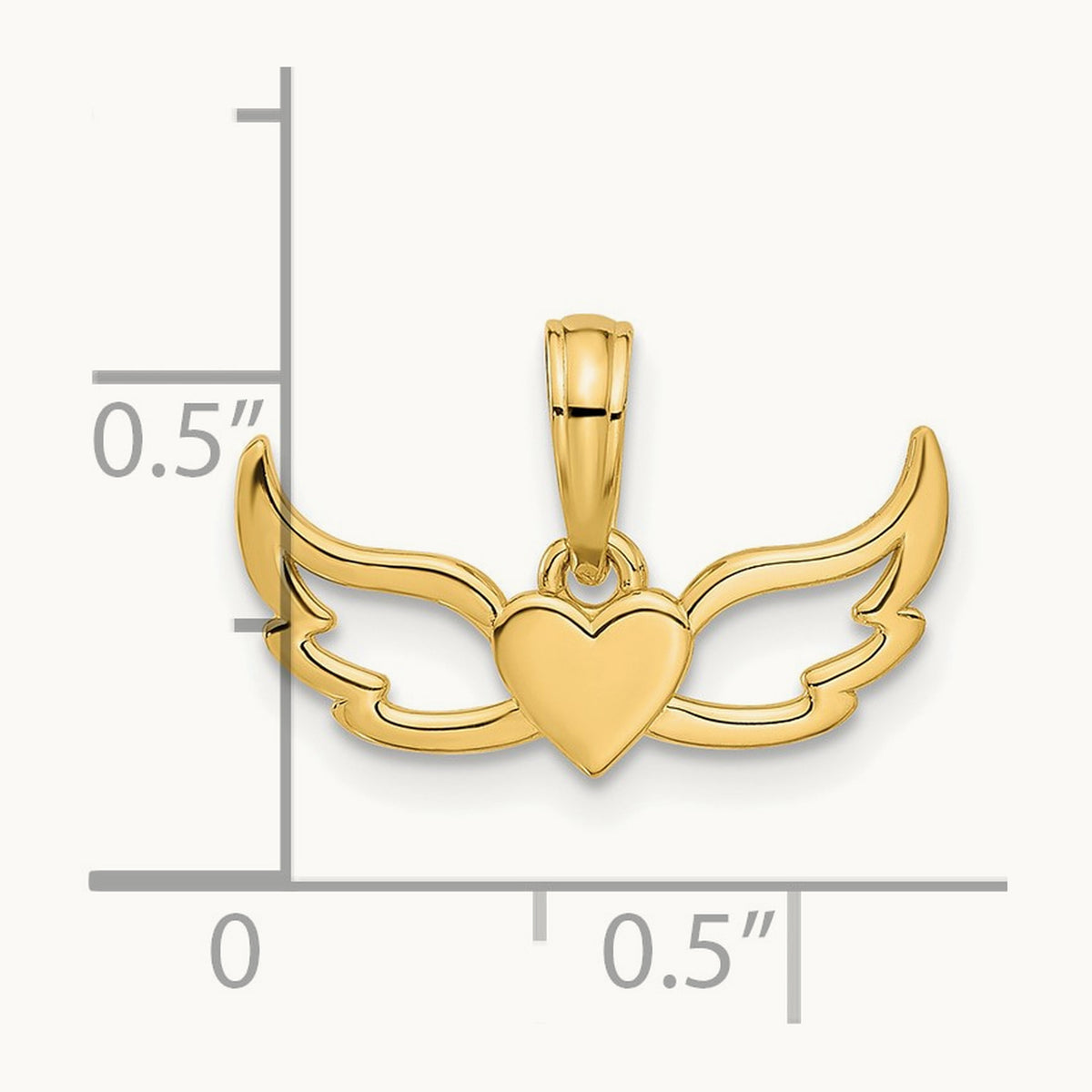 Fancy Heart and Wings Charm, 14K