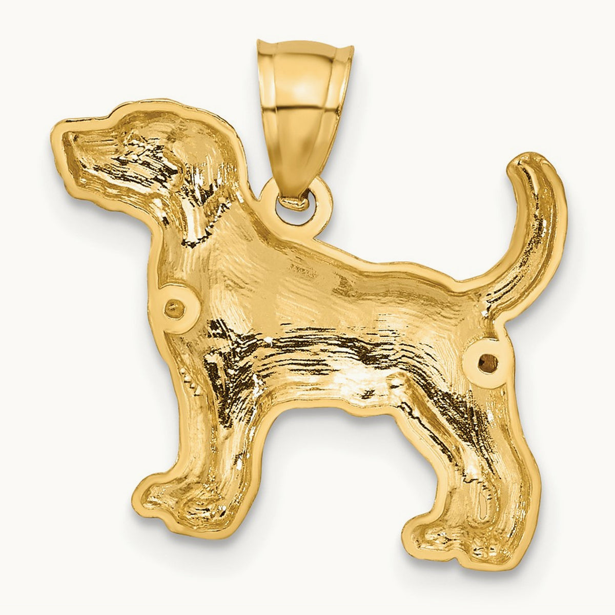 Diamond-cut Beagle Pendant, 14K