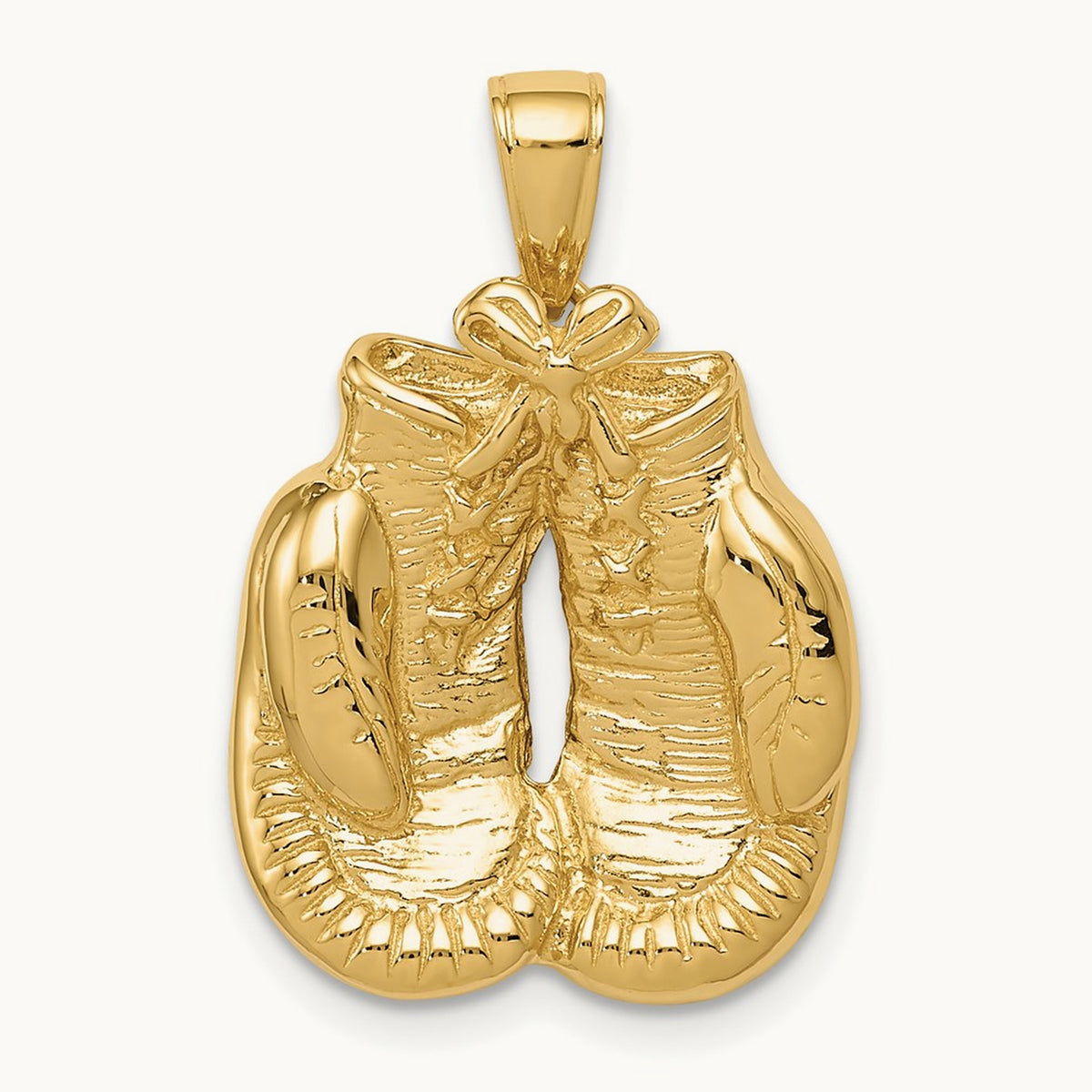 Solid Polished Open-Backed Boxing Gloves Pendant — 24mm