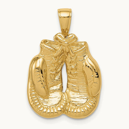 Solid Polished Open-Backed Boxing Gloves Pendant — 24mm