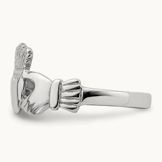 Polished Claddagh Ring, 14K White Gold