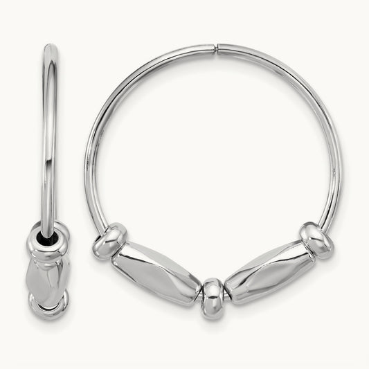 RH-plated Fancy Endless Hoop Earrings, Sterling Silver — Leslie's