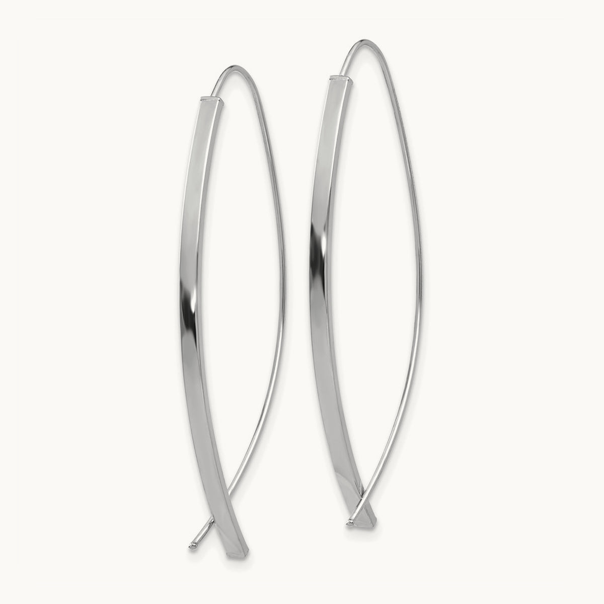 Square Tube Wire Threader Earrings — 14K White Gold