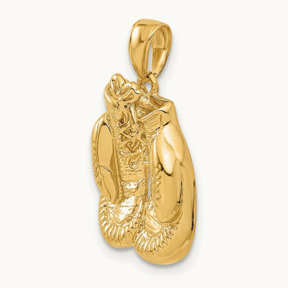 Solid Polished Open-Backed Boxing Gloves Pendant — 24mm