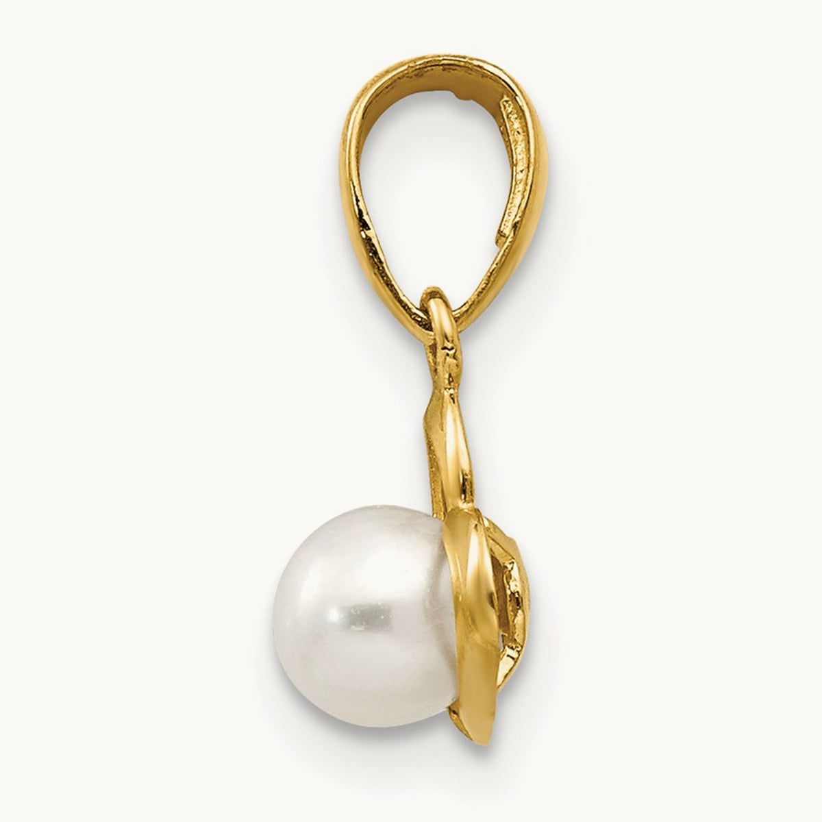 FW Cultured Pearl Children's Heart Pendant, 14K