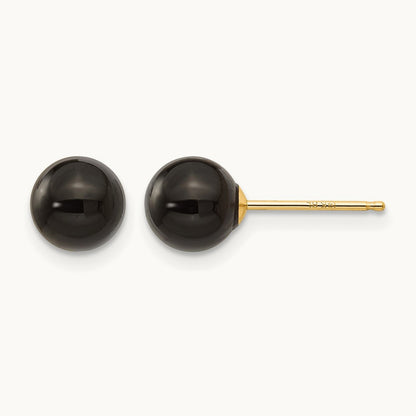 Onyx Bead Earrings — 14K Yellow Gold