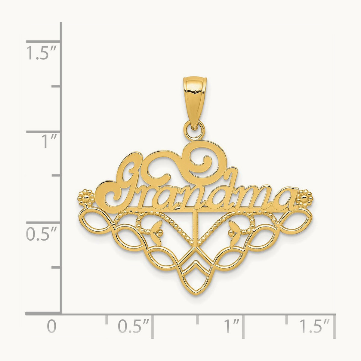 GRANDMA Birthstone Charm Holder Pendant — 14K Yellow Gold