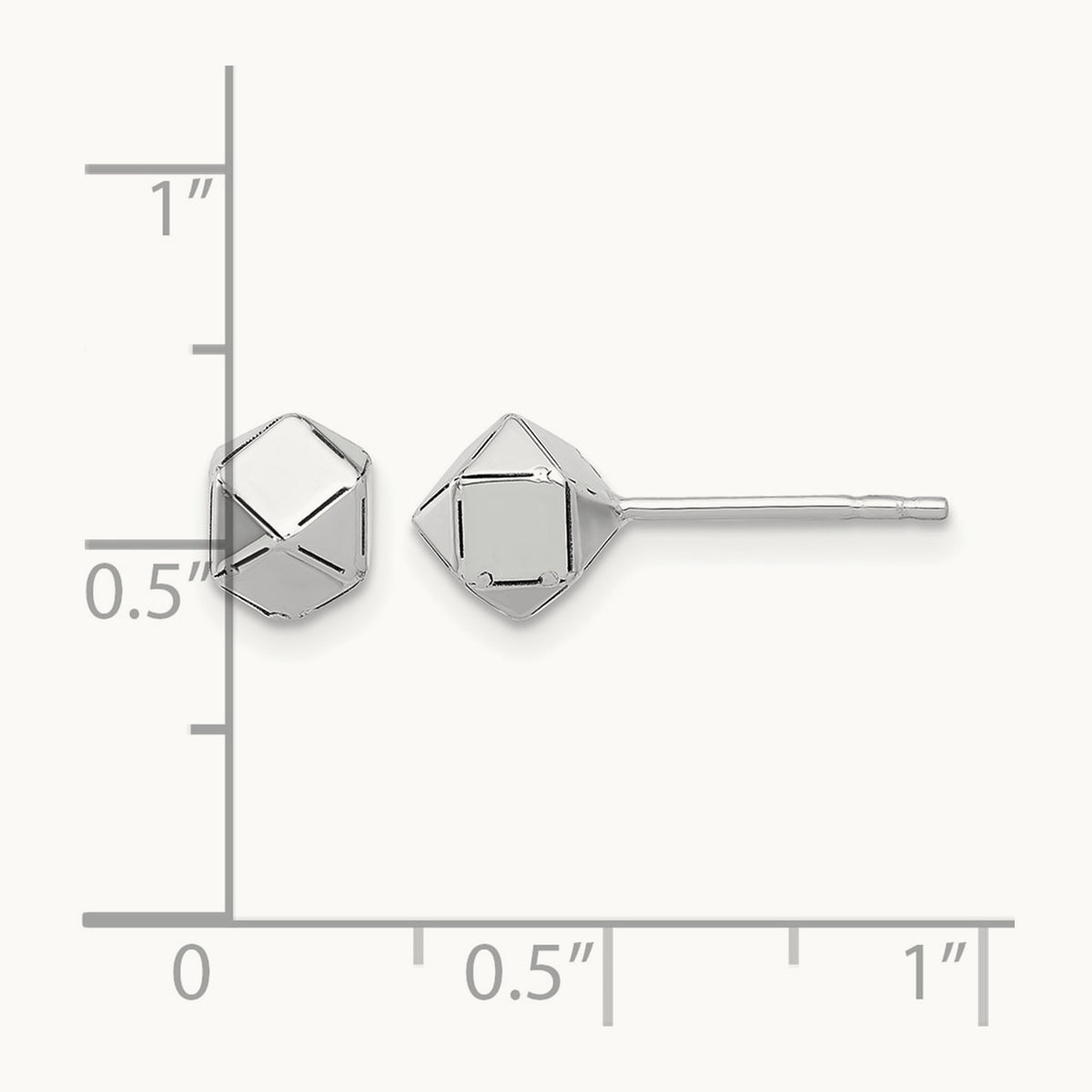 Polished Geometric Ball Post Earrings — 10K White Gold