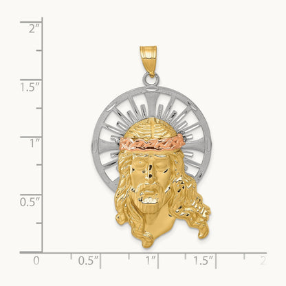 Tri-color Diamond-cut Christ Pendant, 14K