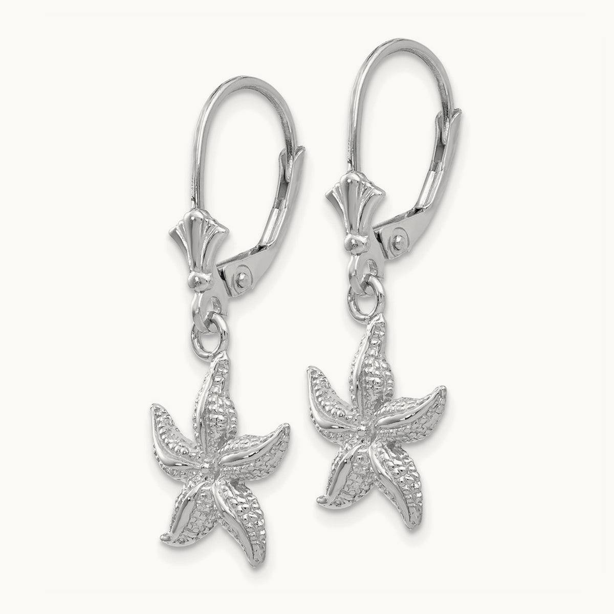 Starfish Leverback Earrings — 14K White Gold