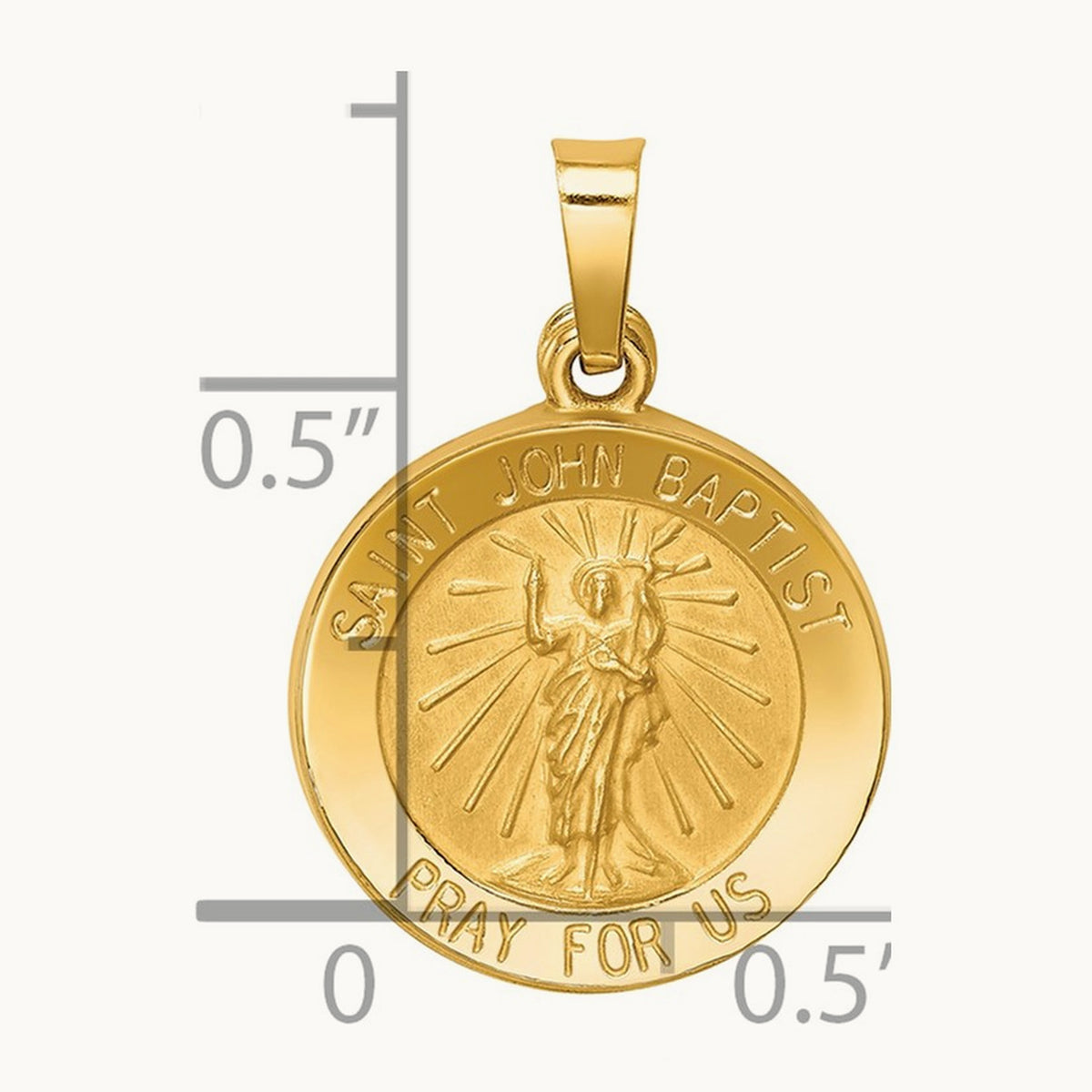 Polished and Satin St John Baptist Medal Hollow Pendant — 21mm