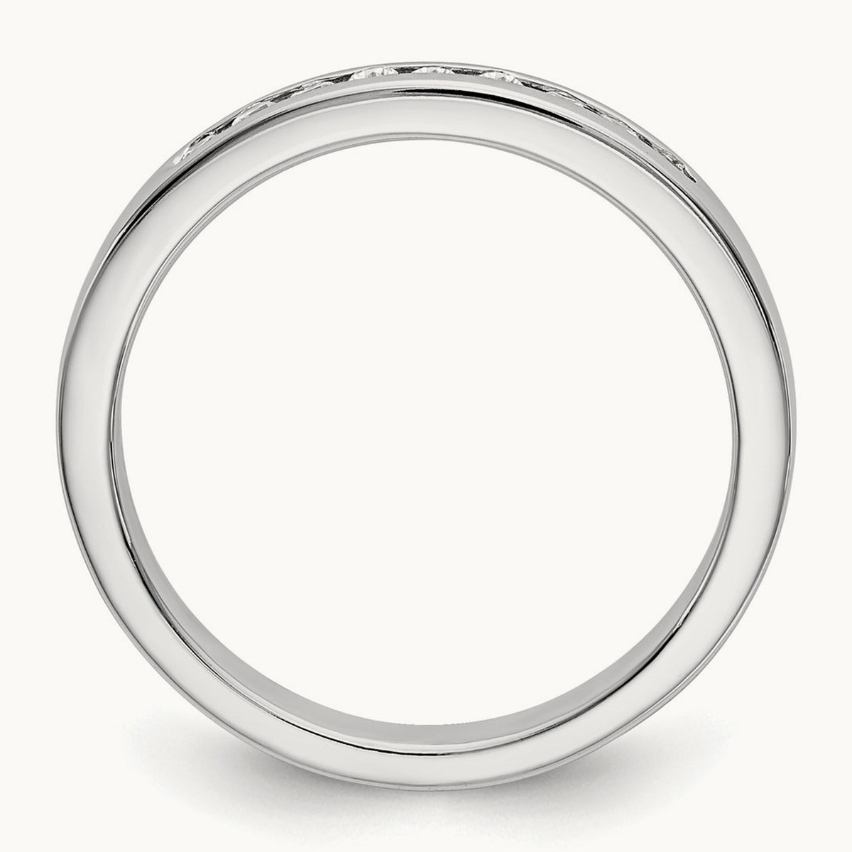 9-Stone Diamond Channel Band, 14K White Gold