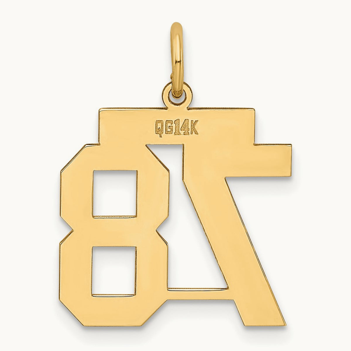 Medium Polished Number 78 Charm, 14K