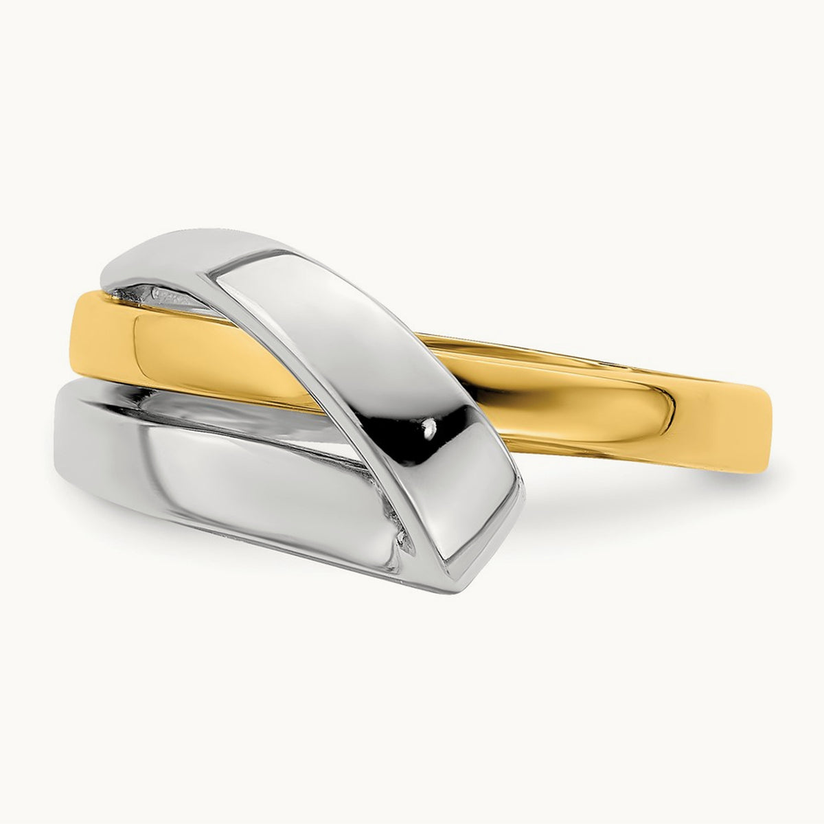 Polished with Folded Design Band — 14K Two-Tone Gold