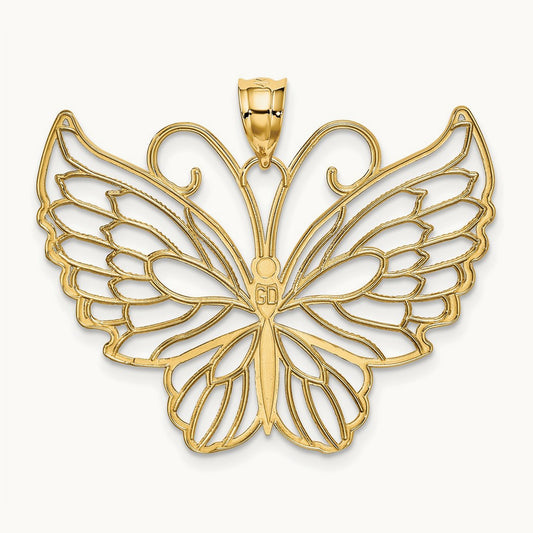 Polished Butterfly Pendant, 14K