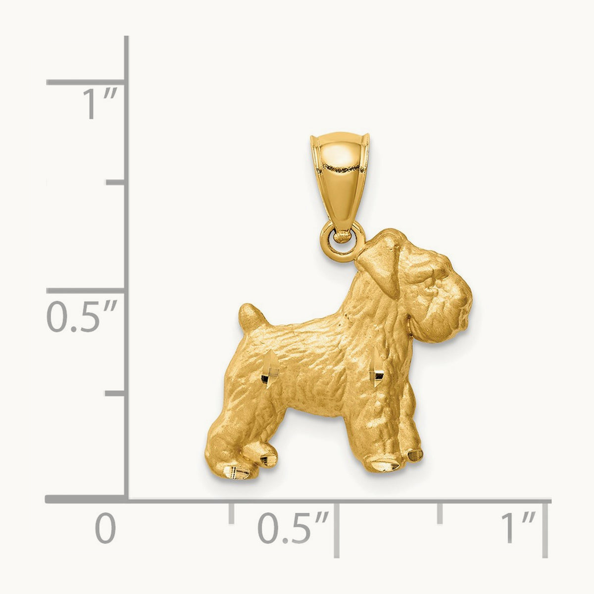 Diamond-cut Mini Schnauzer Pendant, 14K