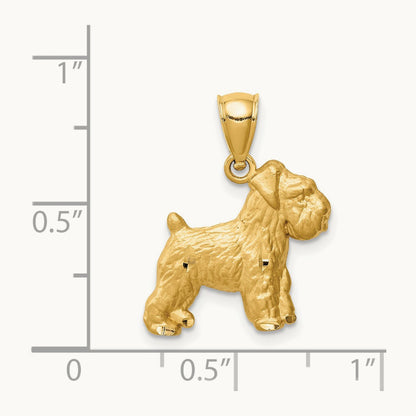 Diamond-cut Mini Schnauzer Pendant, 14K