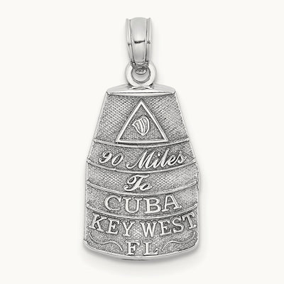 Southern Most Point USA / KEY WEST FL Charm — 14K White Gold
