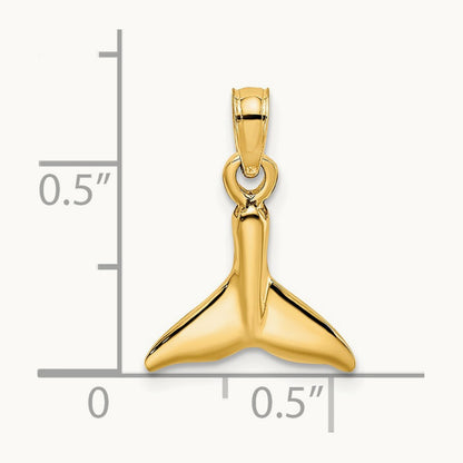 Polished Small Whale Tail Charm, 14K