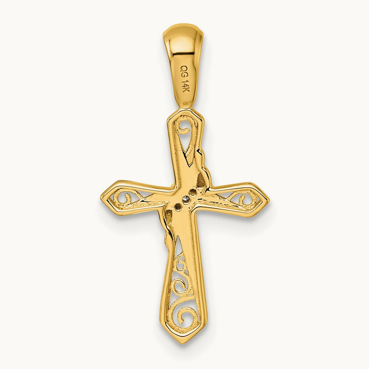 Diamond Cross Pendant — 14K Yellow Gold