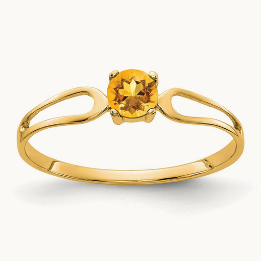 Citrine ring, 4mm, 14K