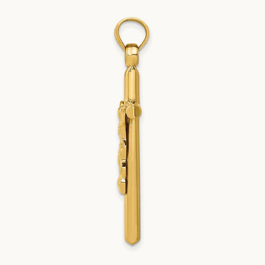 Hollow Crucifix Pendant, 14K