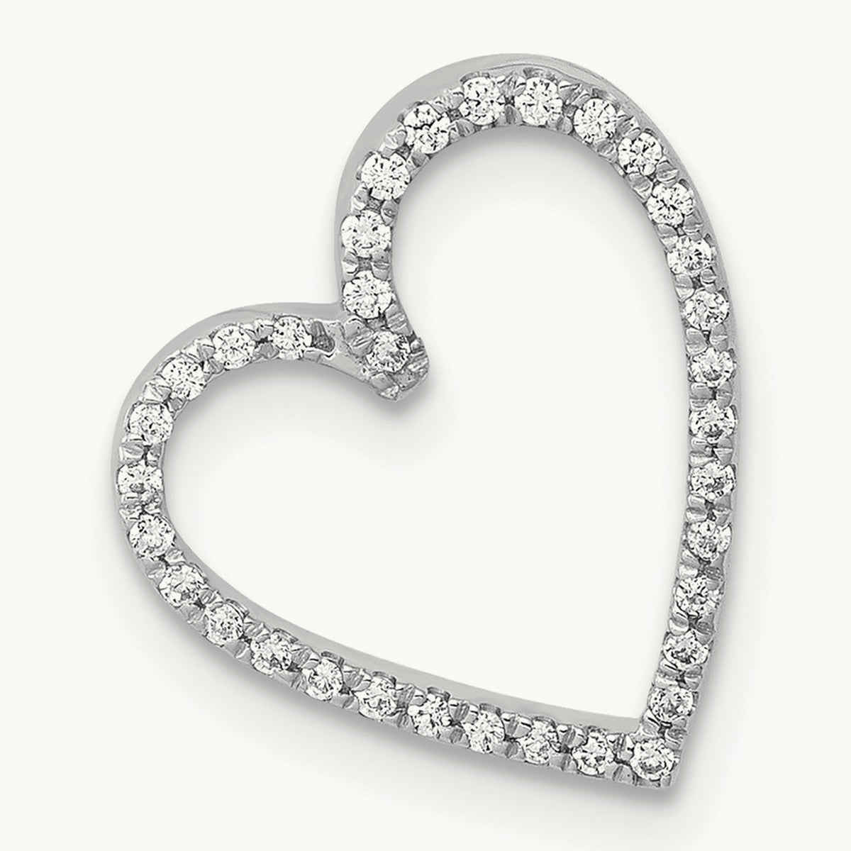 Diamond Vintage Heart Chain Slide — 14K White Gold